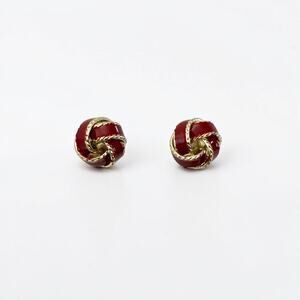 Wine Red Twisted Stud Earrings